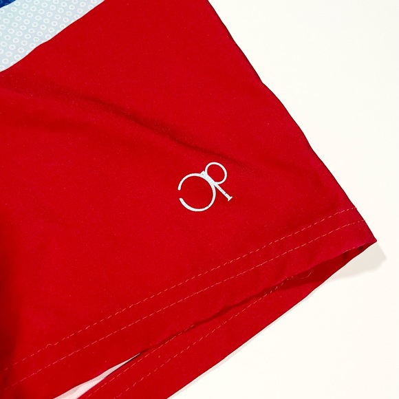 OP Swimming Trunks Board Shorts Blue & Red With Drawstrings & Pocket - Size 30 - Picture 8 of 8